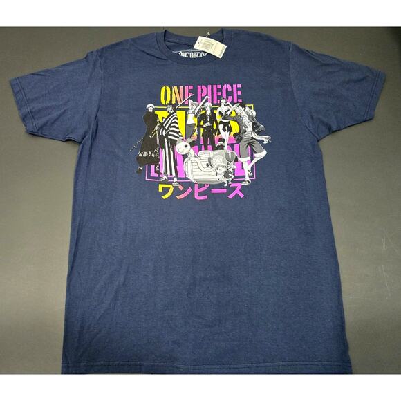 One Piece Ripple Junction Mens Hazard Graphic Blue Shirt NWT Large - Picture 1 of 4